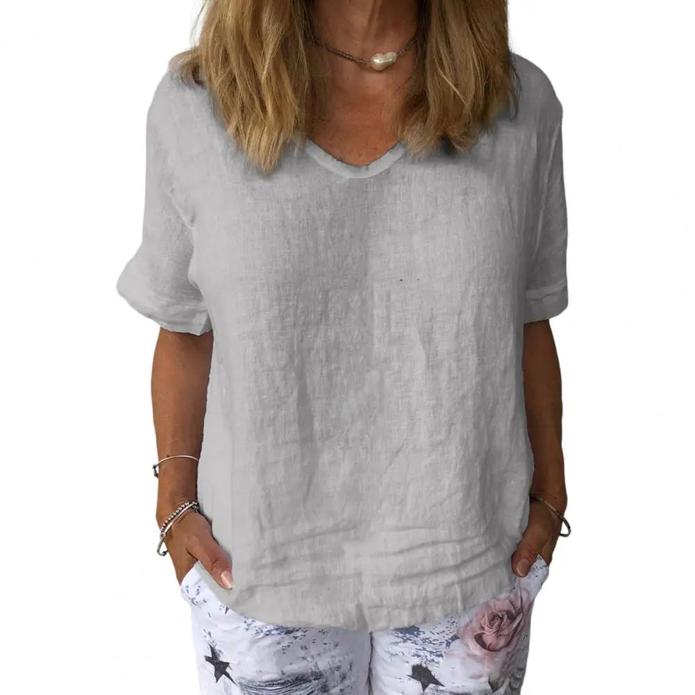 Lina™ – Elegantes Baumwoll-Leinen-T-Shirt