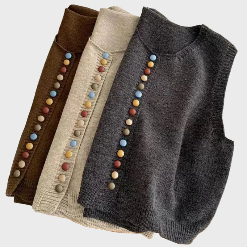 Zaria | Strickweste mit Farbknöpfen