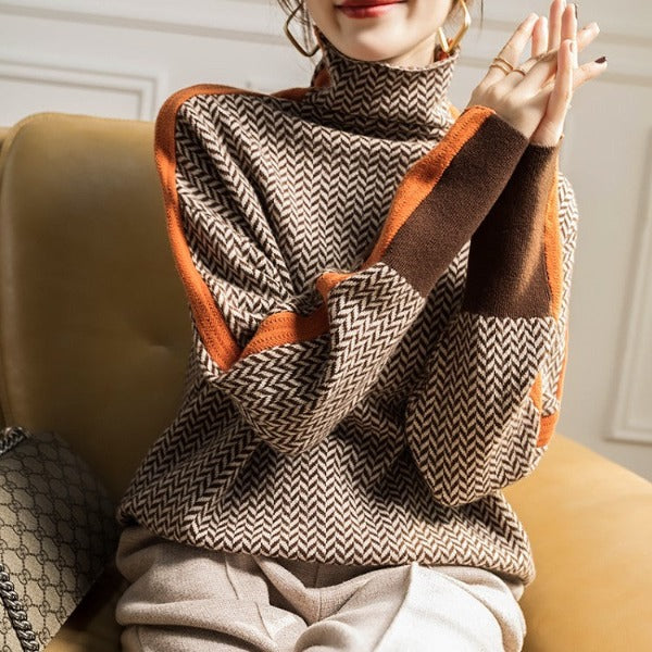 Eleanor | Herringbone Luxe Rollkragenpullover