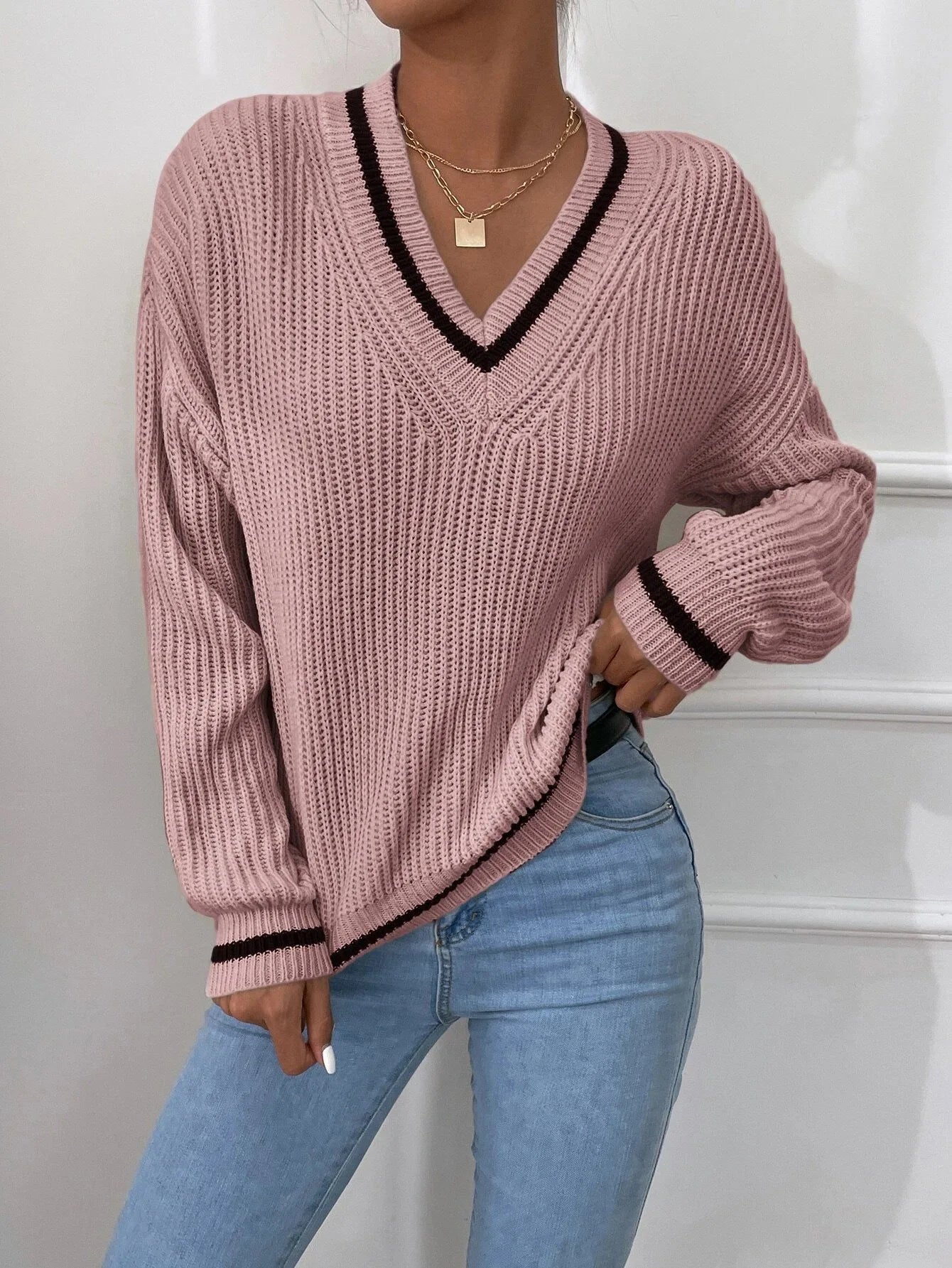 Marina | Gestreifter Waffelstrickpullover