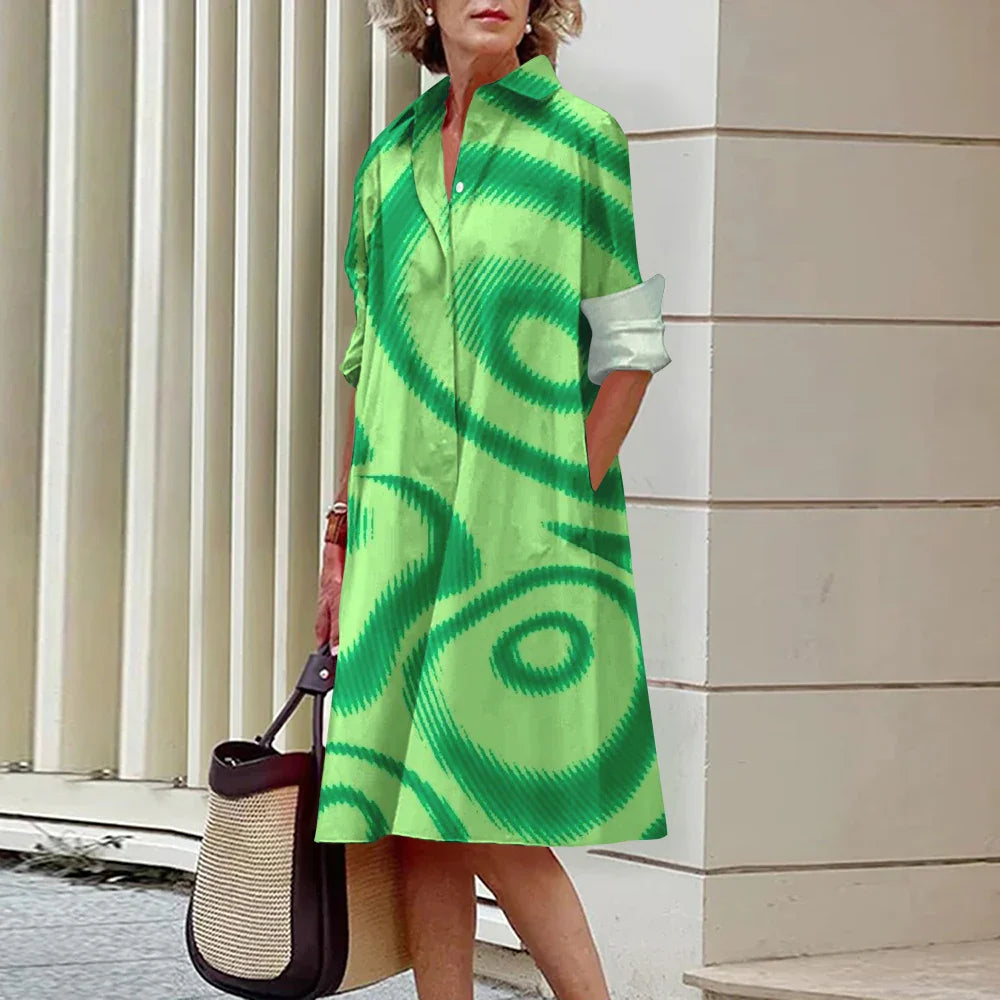 LORENA – Midikleid Turn-Down Kragen