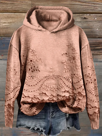 SASSY | Hoodie mit floralem Stickerei