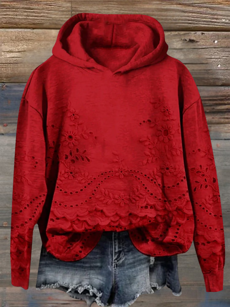 SASSY | Hoodie mit floralem Stickerei