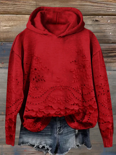 SASSY | Hoodie mit floralem Stickerei