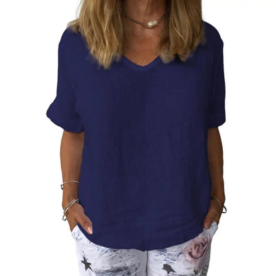 Lina™ – Elegantes Baumwoll-Leinen-T-Shirt