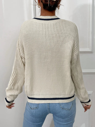 Marina | Gestreifter Waffelstrickpullover