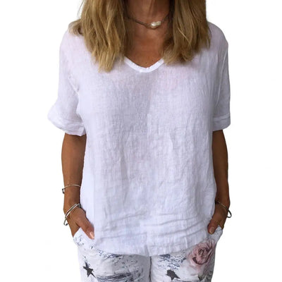 Lina™ – Elegantes Baumwoll-Leinen-T-Shirt