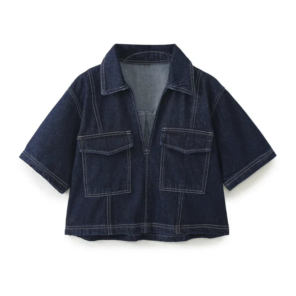 Sofia | V-Ausschnitt Denim Set