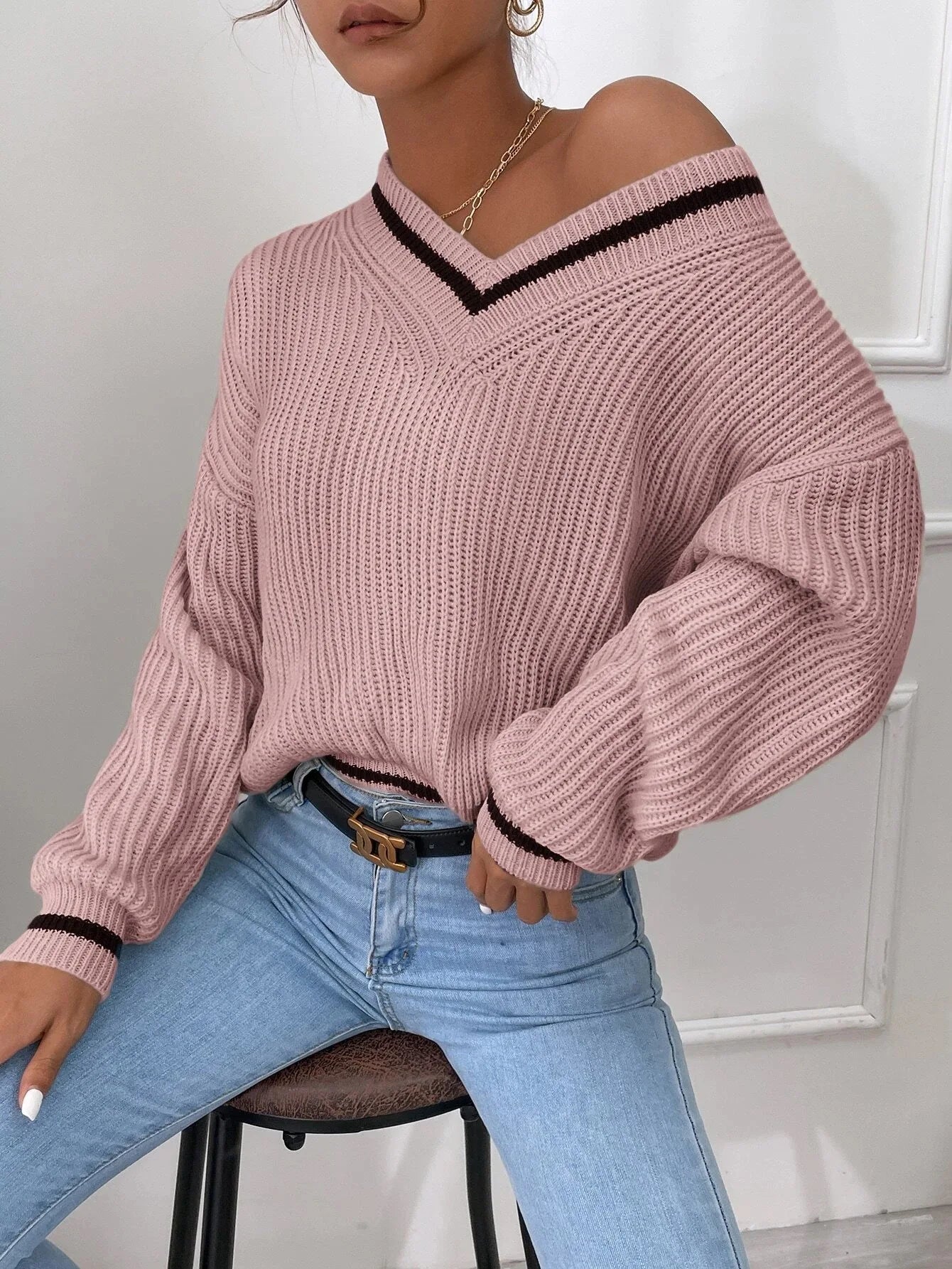 Marina | Gestreifter Waffelstrickpullover