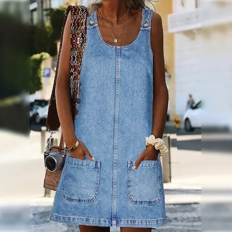 Sofia | Praktische und Leichte Denim Sommerkleid