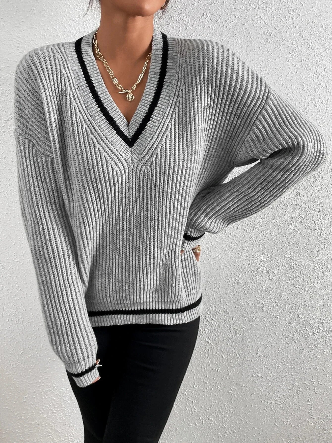 Marina | Gestreifter Waffelstrickpullover