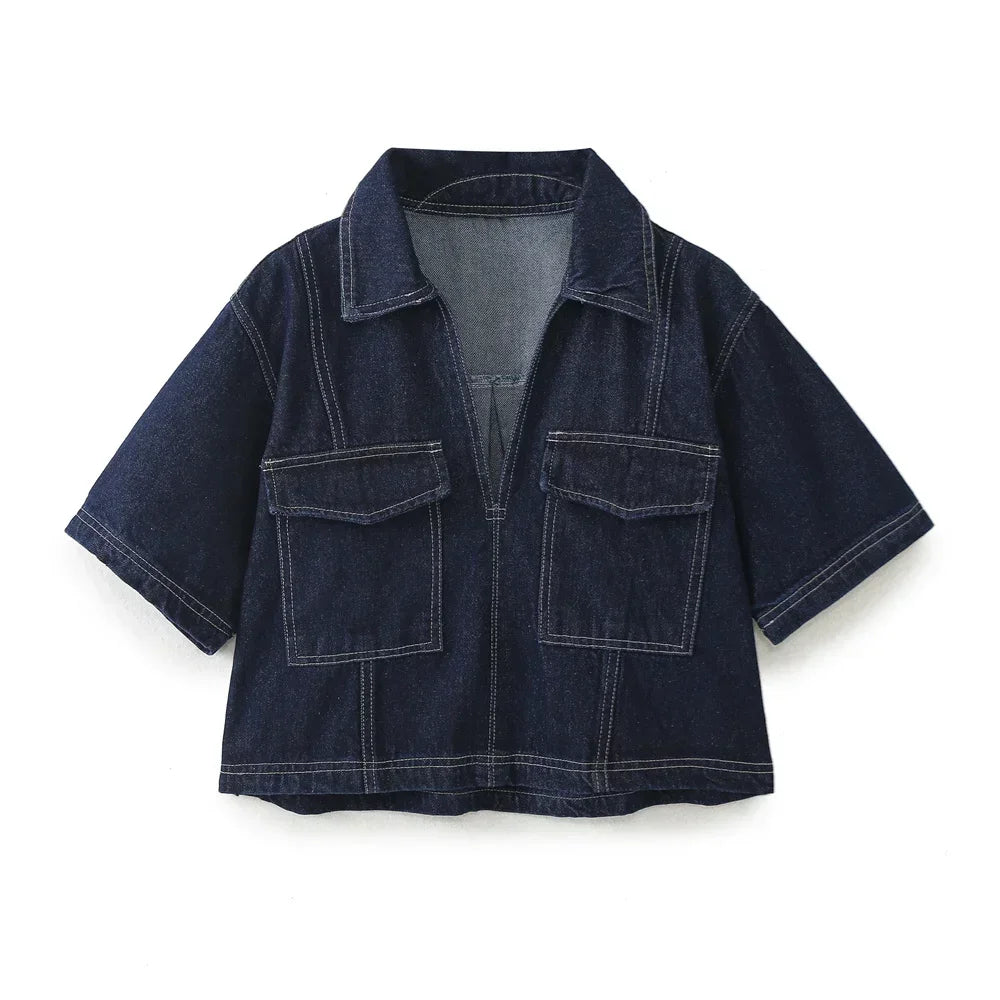 Sofia | V-Ausschnitt Denim Set