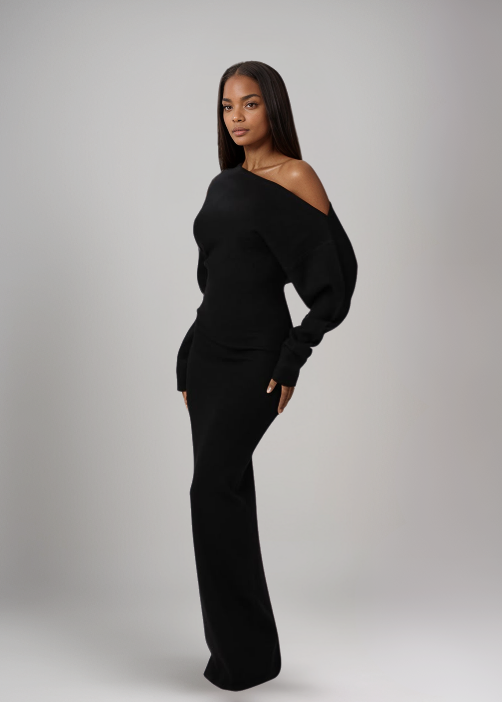 Rosa - Ärmel- und Trägerloses Maxikleid aus Strick