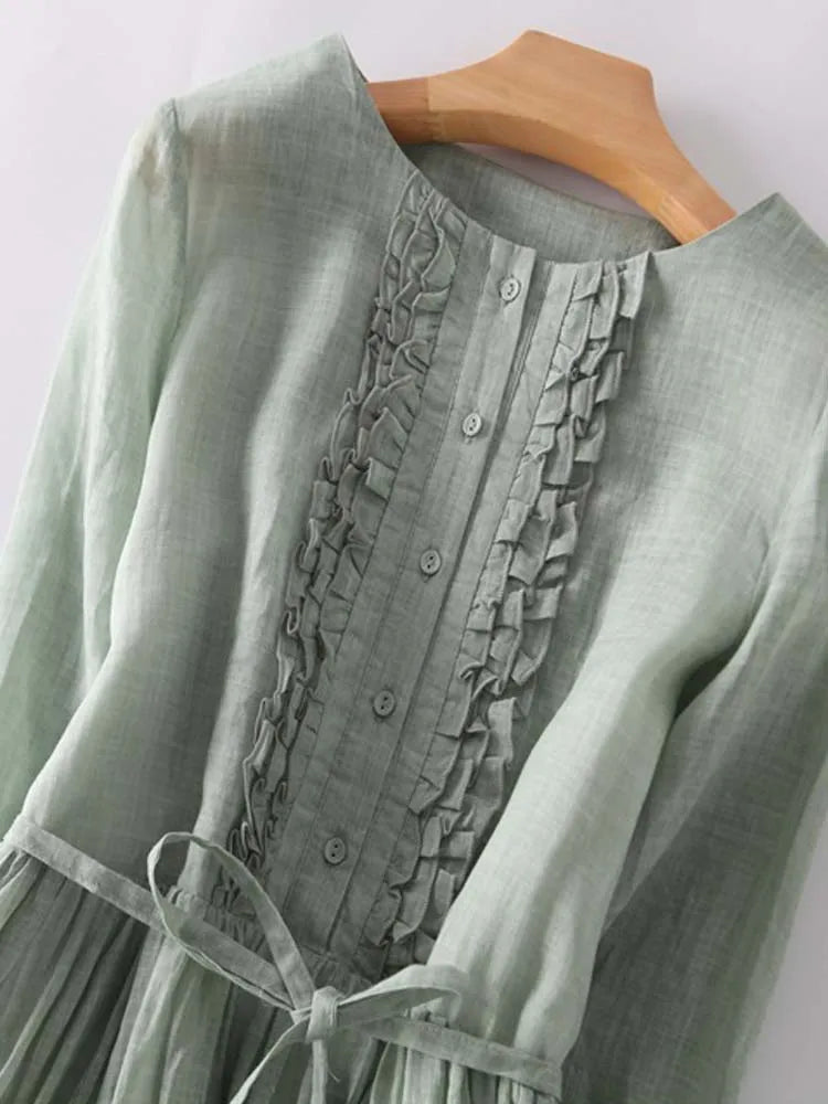 Arya™ I Damen Art Retro Rundhals Schnürung Taillenkleid