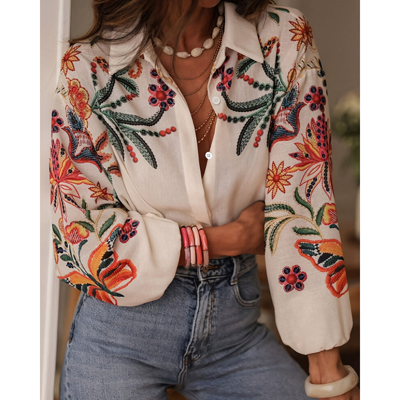 Milava™ | Bluse mit Blumenstickerei