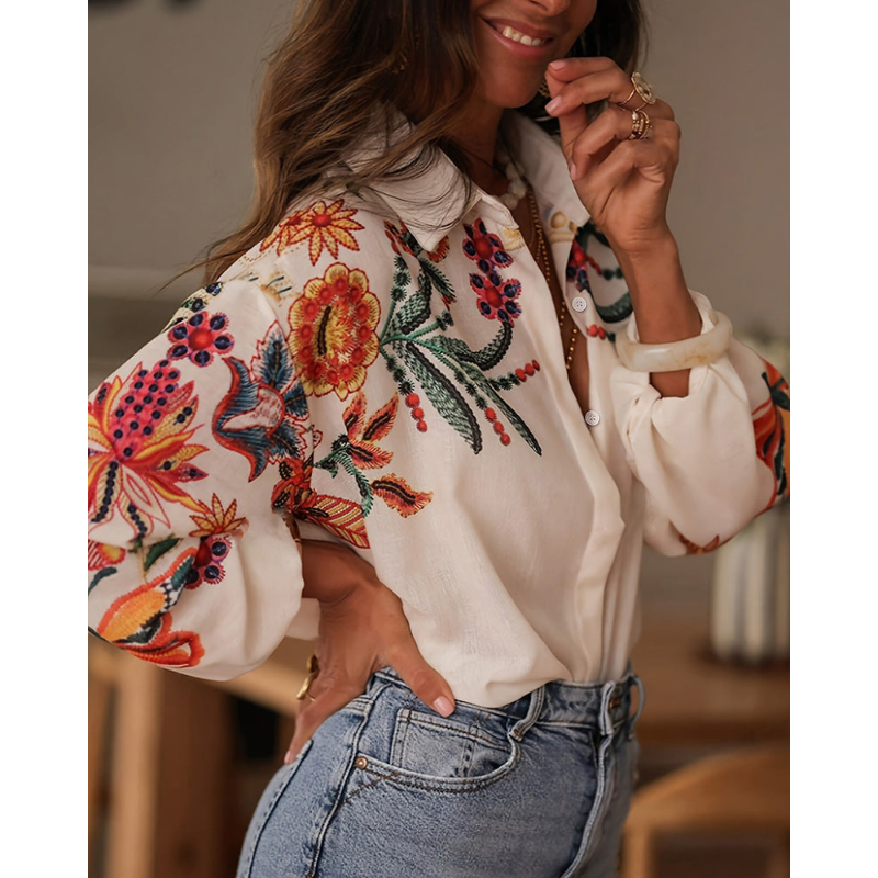 Milava™ | Bluse mit Blumenstickerei