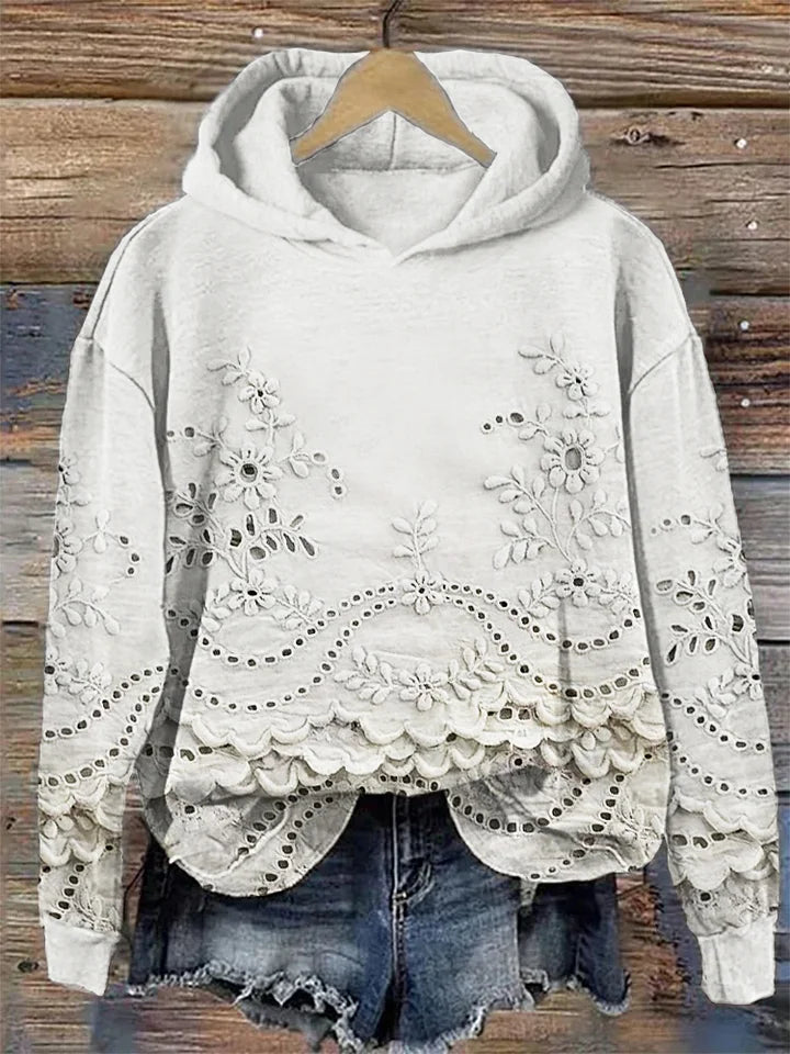 SASSY | Hoodie mit floralem Stickerei