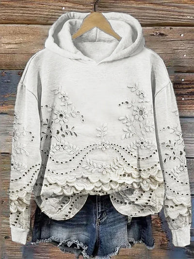 SASSY | Hoodie mit floralem Stickerei