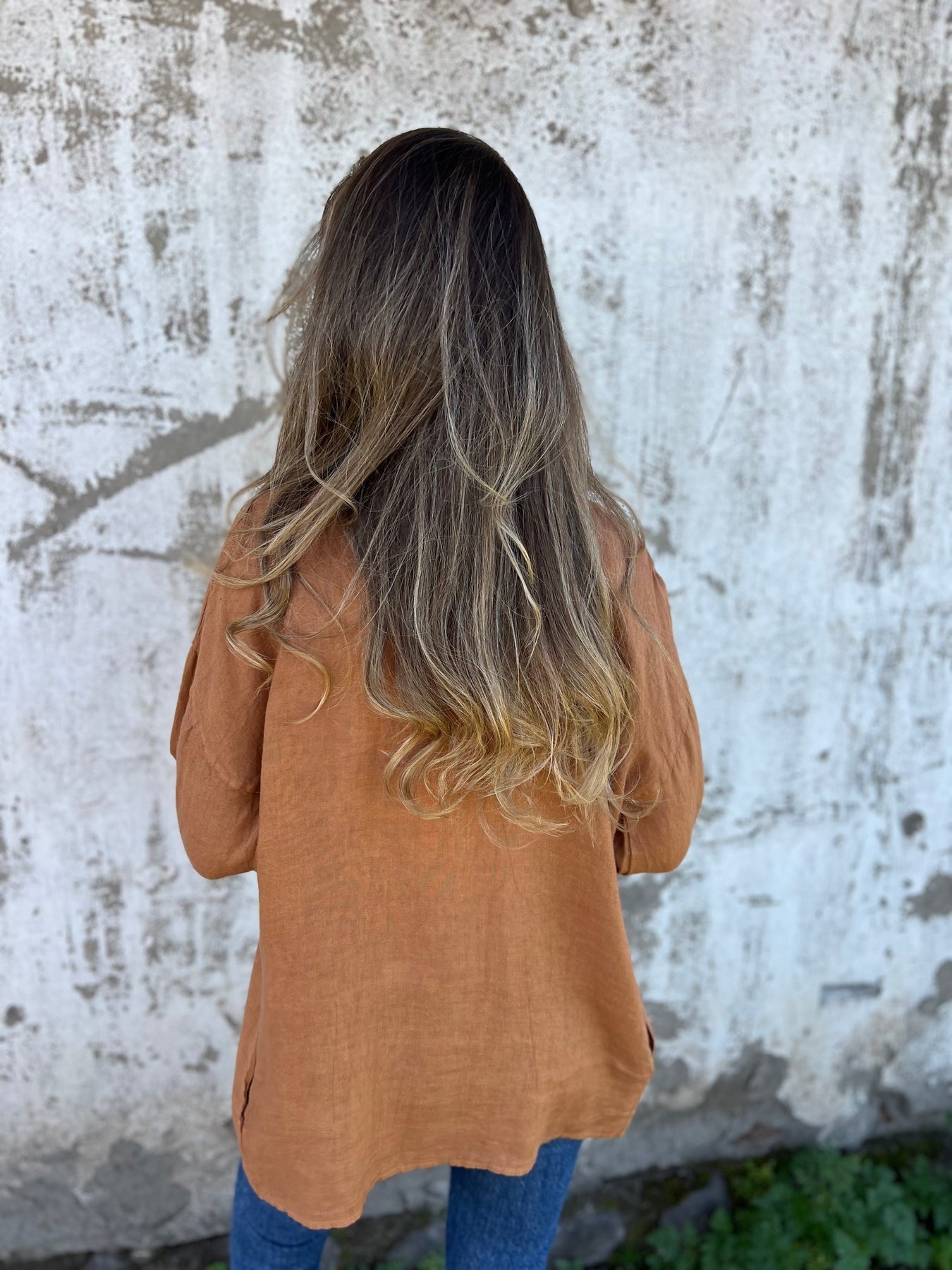 Leinen-Cardigan mit Rüschen