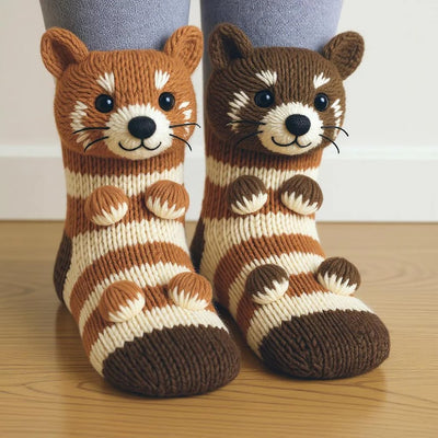 Lina | 3D-Stricksocken mit Tiermotiven