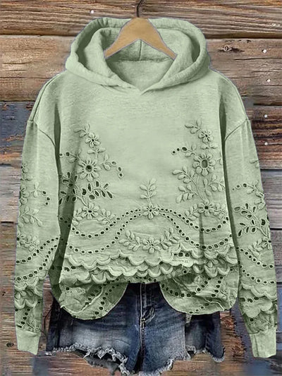 SASSY | Hoodie mit floralem Stickerei