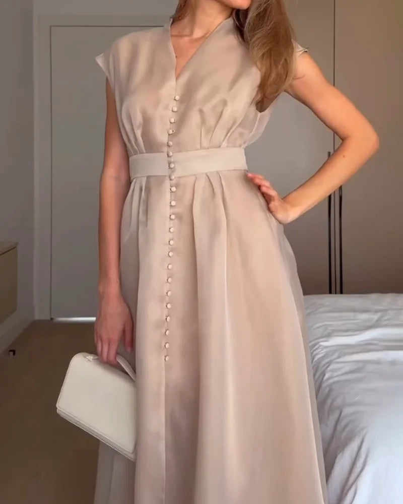 Catherine | Elegantes V-Ausschnitt Kleid