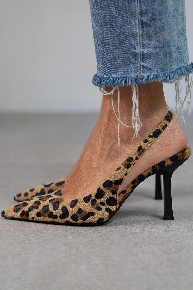 Liorina | Kaki Pumps mit Leopardenmuster und spitzem Zehenbereich