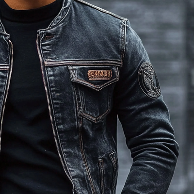 Herren Jeansjacke im Vintage-Stil mit Baseballkragen und tailliertem Schnitt – Hubert