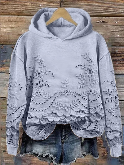 SASSY | Hoodie mit floralem Stickerei