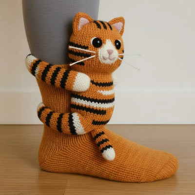 Lina | 3D-Stricksocken mit Tiermotiven