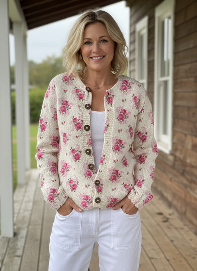 Aquarell Französischer Rose Cardigan