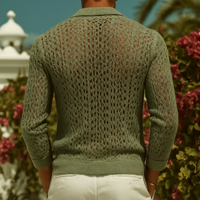 Herren Retro Hemd aus Strick mit ausgeschnittenem Kragen Franciszek