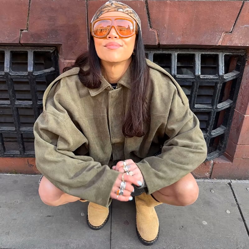 Alina™ Oversize-Wildledermantel