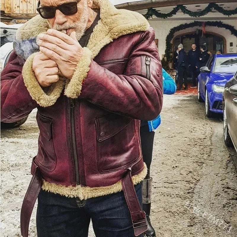 Tom™ | Warme Leder-Fliegerjacke