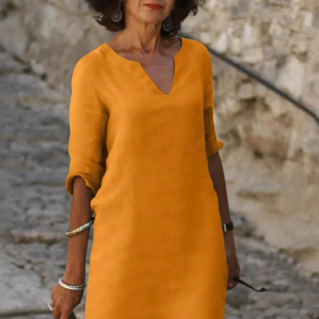 Hendrika™ | V-Ausschnitt Kleid, das den Bauch bedeckt