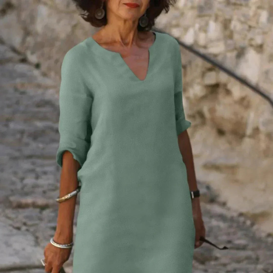 Hendrika™ | V-Ausschnitt Kleid, das den Bauch bedeckt