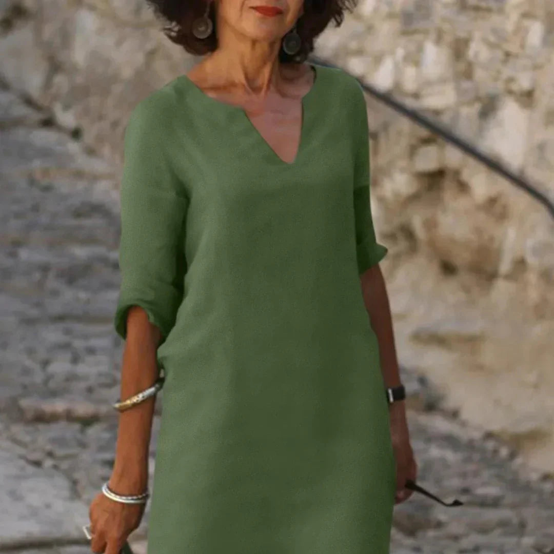 Hendrika™ | V-Ausschnitt Kleid, das den Bauch bedeckt