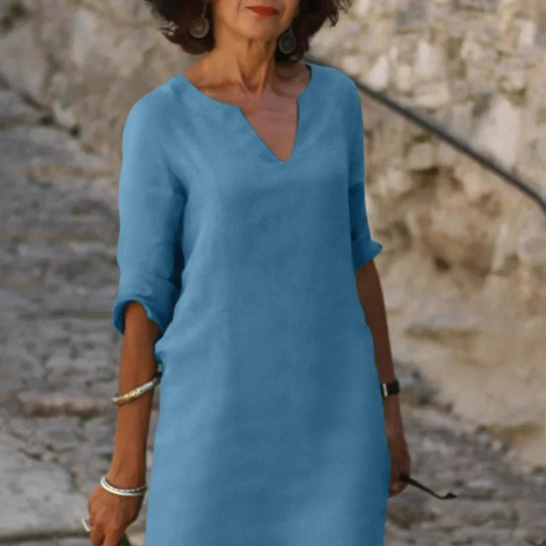 Hendrika™ | V-Ausschnitt Kleid, das den Bauch bedeckt