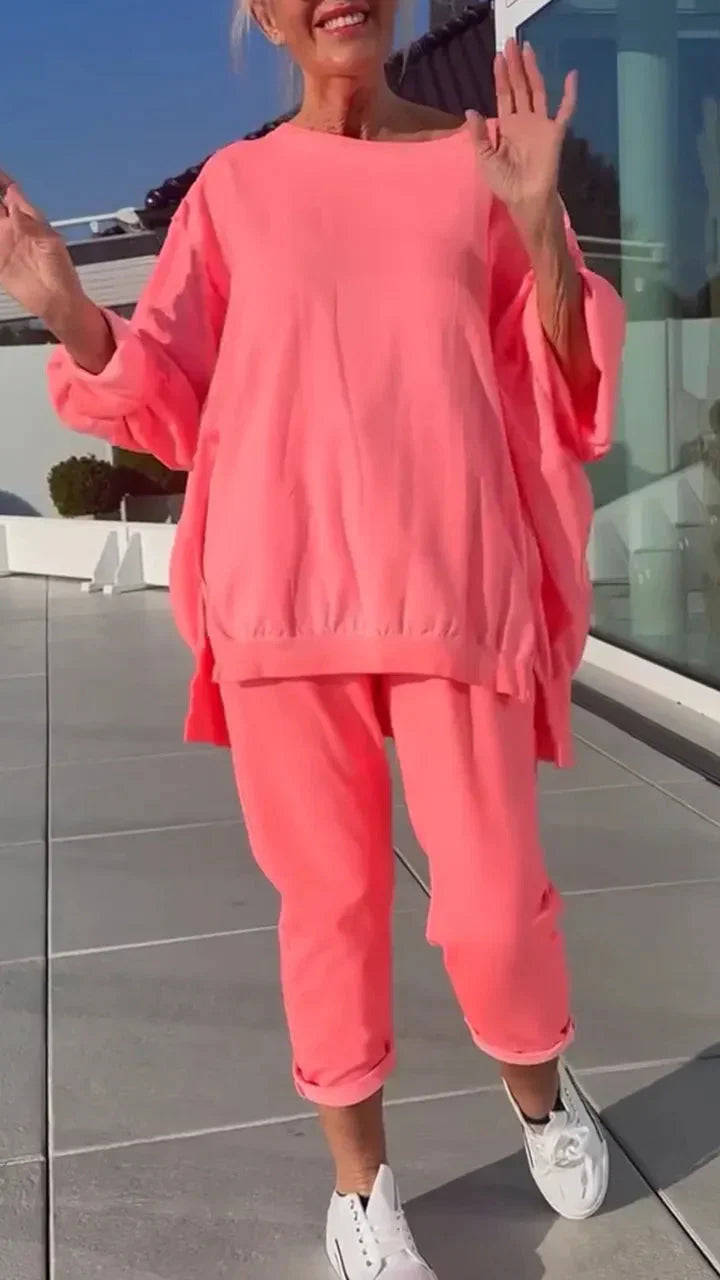 Tessa - Zweiteiliges Damenoberteil mit Rundhalsausschnitt und Hose