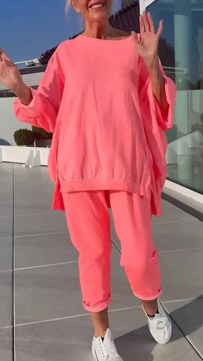 Tessa - Zweiteiliges Damenoberteil mit Rundhalsausschnitt und Hose