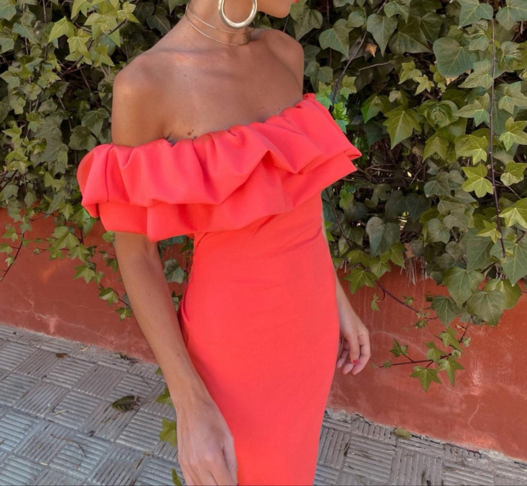 Lory - Schulterfreites Rüschenkleid